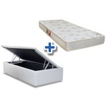 Conjunto Box Baú - Colchão Castor de Espuma D33 Sleep Max Relax + Cama Box Baú Courino Bianco - Solteiro 0,88x1,88