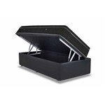 Conjunto Box Colchão de Molas Nanolastic Light Ortobom+Cama Box Baú Courino Nero Black Solteiro 0,88