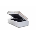 Conjunto Box- Colchão Orthocrin Pocket Radiance Square+Cama Box Baú Courino White- Solteiro 88x188