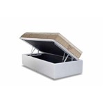 Conjunto Box Colchão Ortobom de Molas Nanolastic Elegant+Cama Box Baú Courino Bianco Solteiro 88