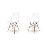 Conjunto 2 Cadeira Acrílica Charles Eames Eiffel Transparent