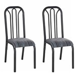 Conjunto 2 Cadeiras Aço Lion Clássica Ciplafe Preto/Riscado Preto