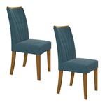 Conjunto 2 Cadeiras Apogeu Móveis Lopas Rovere/linho Rinzai Azul