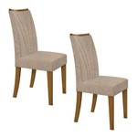 Conjunto 2 Cadeiras Apogeu Móveis Lopas Rovere/velvet Linho Creme