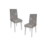 Conjunto 2 Cadeiras Cimol Milena - Cor Nogueira - Assento/encosto Sued Amassado Capuccino