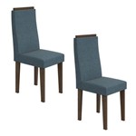 Conjunto 2 Cadeiras Dafne Móveis Lopas Imbuia/linho Rinzai Azul