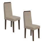 Conjunto 2 Cadeiras Dafne Móveis Lopas Imbuia/velvet Linho Creme
