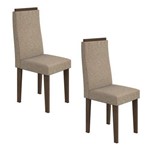 Conjunto 2 Cadeiras Dafne Móveis Lopas Imbuia/velvet Riscado Bege