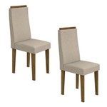 Conjunto 2 Cadeiras Dafne Móveis Lopas Rovere/linho Rinzai Bege