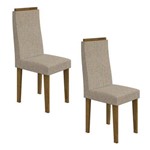 Conjunto 2 Cadeiras Dafne Móveis Lopas Rovere/velvet Linho Creme
