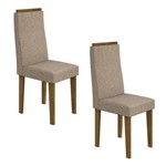 Conjunto 2 Cadeiras Dafne Móveis Lopas Rovere/velvet Riscado Bege