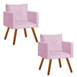 Conjunto 2 Cadeiras Decorativa Sala e Recepção Aline Suede Rosa - DL Decor