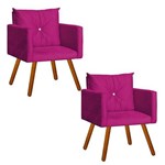Conjunto 2 Cadeiras Decorativa Sala e Recepção Aline Suede Rosa Pink - DL Decor