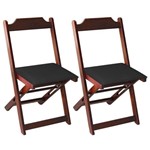 Conjunto 2 Cadeiras Dobrável Madeira Maciça Imbuia com Estofado - Preto