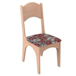 Conjunto 2 Cadeiras Estofadas 100% Mdf Ca29 Natural Floral Vermelho - Dalla Costa