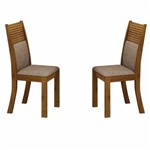 Conjunto 2 Cadeiras Estofadas Havaí Leifer Canela/Linho Bege