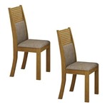 Conjunto 2 Cadeiras Estofadas Havaí Leifer Imbuia Mel/Linho Bege