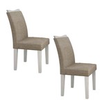 Conjunto 2 Cadeiras Estofadas Pampulha Leifer Branco/Linho Bege