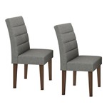 Conjunto 2 Cadeiras Fiorella Móveis Lopas Imbuia/rinzai Cinza