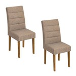 Conjunto 2 Cadeiras Fiorella Móveis Lopas Rovere/Velvet Riscado Bege