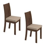 Conjunto 2 Cadeiras Florença Móveis Lopas Imbuia/Linho Rinzai Bege