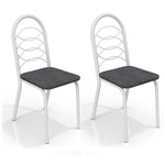 Conjunto 2 Cadeiras Kappesberg Crome Holanda Branco Preto Linho Cinza