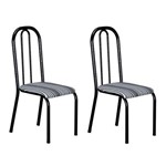Conjunto 2 Cadeiras Madri Preto Prata e Preto Listrado