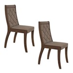 Conjunto 2 Cadeiras Merengue Móveis Lopas Imbuia/velvet Linho Bege