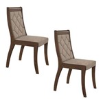 Conjunto 2 Cadeiras Merengue Móveis Lopas Imbuia/velvet Riscado Bege