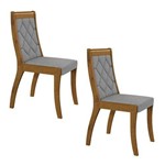Conjunto 2 Cadeiras Merengue Móveis Lopas Rovere Soft/linho Rinzai Cinza