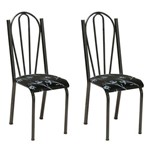 Conjunto 2 Cadeiras Mnemósine Cromo Preto e Preto Flor