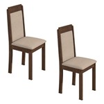 Conjunto 2 Cadeiras Pérola Móveis Lopas Imbuia/Linho Rinzai Bege