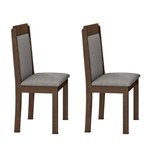 Conjunto 2 Cadeiras Pérola Móveis Lopas Imbuia/rinzai Cinza