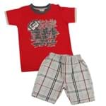 Conjunto Camiseta e Bermuda Football Xadrez - Vermelho - Have Fun-M
