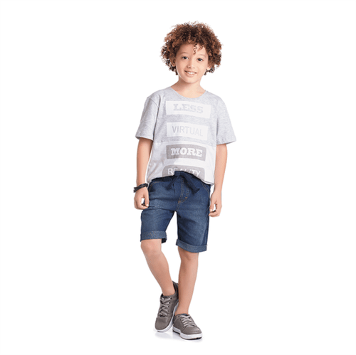 Conjunto Cata-Vento Infantil Less Virtual Mescla Claro com Branco e Jeans Escuro 04
