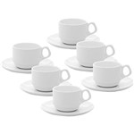 Conjunto com 6 Xícaras de Cafezinho Empilháveis 75ml com Pires - Mail Order Branco - Oxford