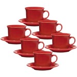 Conjunto com 6 Xícaras de Chá 200ml com Pires - Mail Order Red - Oxford Daily