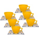 Conjunto com 6 Xícaras de Chá 200ml com Píres Quartier Sevilha - Oxford Porcelanas