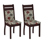 Conjunto com 2 Cadeiras Luca Tabaco e Floral Hibiscos