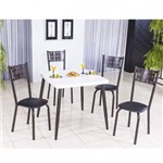 Conjunto com Mesa Quadrada e 4 Cadeiras Íris Modecor Preto/Café/Branco