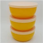 Conjunto com 3 Potes, Kit Potes de Ótima Qualidade, 15x6cm - 800ml Amarelo com Tampa