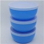 Conjunto com 3 Potes, Kit Potes de Ótima Qualidade, 15x6cm - 800ml Azul com Tampa