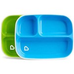 Conjunto com 2 Pratos com Divisórias Azul e Verde Munchkin (Splash Toddler Divided Plate)