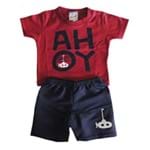 Conjunto Curto Bebê Menino Camiseta AHOY e Bermuda - Baixinhos