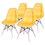 Conjunto de 4 Cadeiras de Jantar Eames Wood Botonê Amarela ÓR