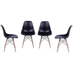 Conjunto de 4 Cadeiras Or Design Eames, Preta, K4-1102b Base Cromada.