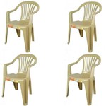 Conjunto de 4 Cadeiras Plásticas Poltrona Bege - Antares