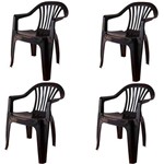 Conjunto de 4 Cadeiras Plásticas Poltrona Preta - Antares