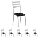 Conjunto de 6 Cadeiras 591/13 Madmelos Branco / Preto Flor