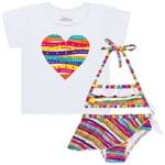 Conjunto de Banho Peace & Love: Camiseta + Biquíni - Cara de Criança